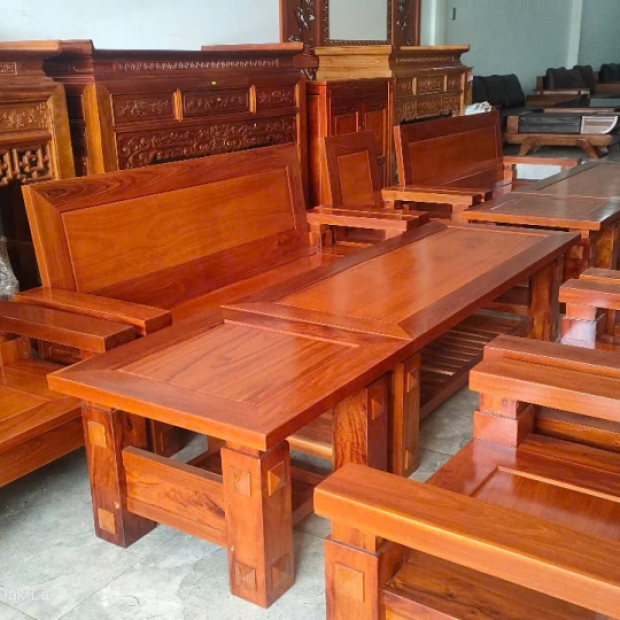 Bàn ghế nhật lùn gỗ căm xe tay 12. 7 món