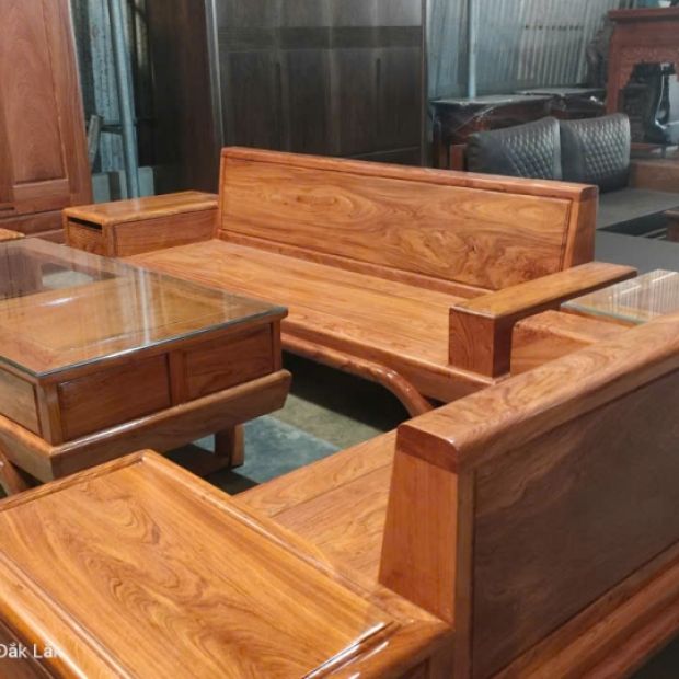 Sofa phòng khách gỗ hương đá mẫu chân thuyền cánh tiên