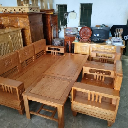 Bàn ghế salon sồi tay 14